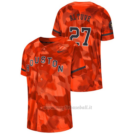Maglia Baseball Hombre Houston Astros Jose Altuve Camuffamento Autentico Collezione Arancione